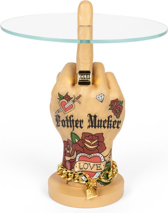 Fother Mucker bijzettafel liefde gouden hand bloementattoo Bold Monkey