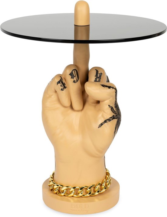 Fother Mucker bijzettafel leeuw gouden hand tattoo Bold Monkey
