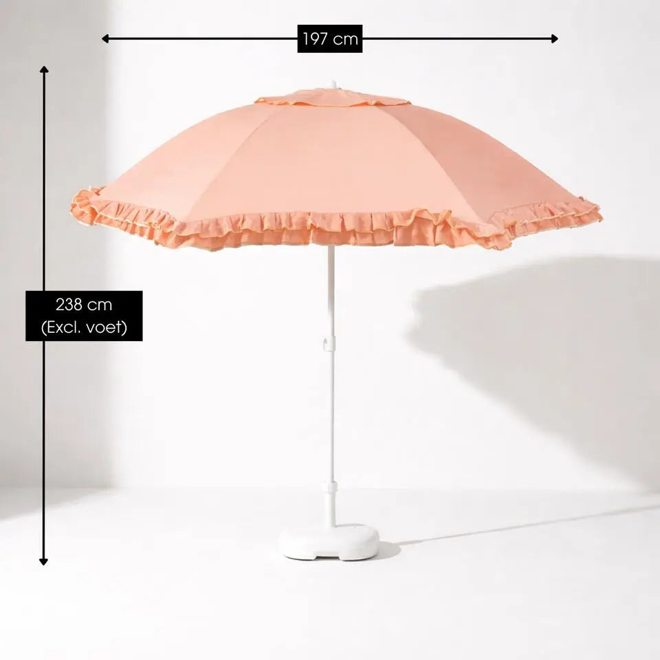 Kantelbare Parasol met Ruches Oranje Roze Strepen 197 cm