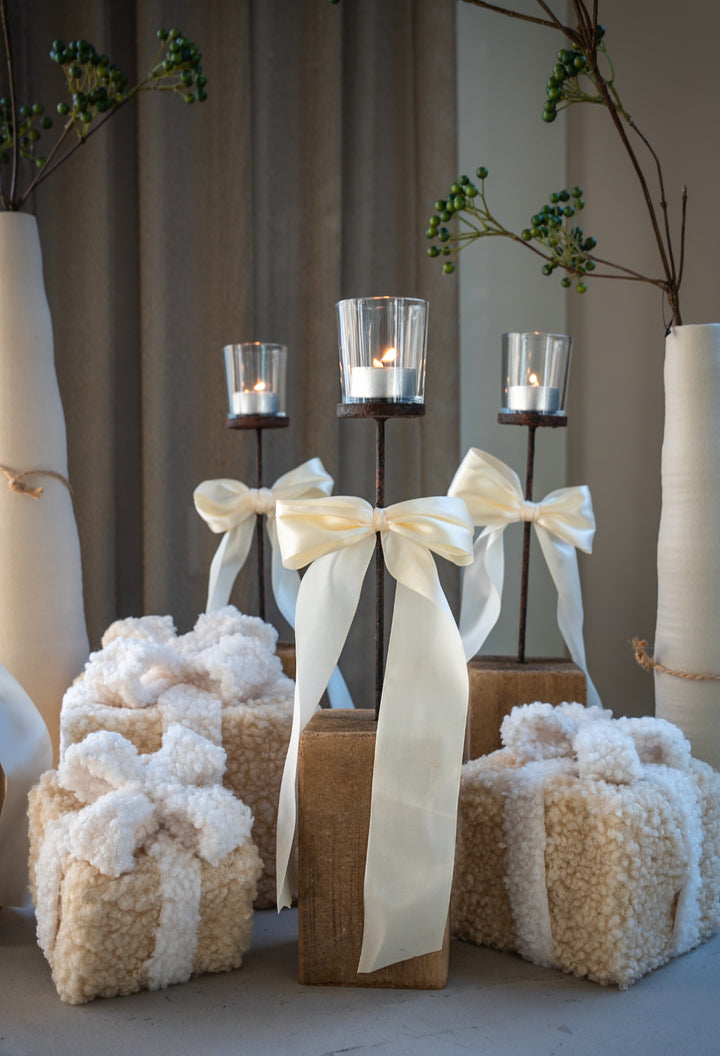 Strik kandelaar beige