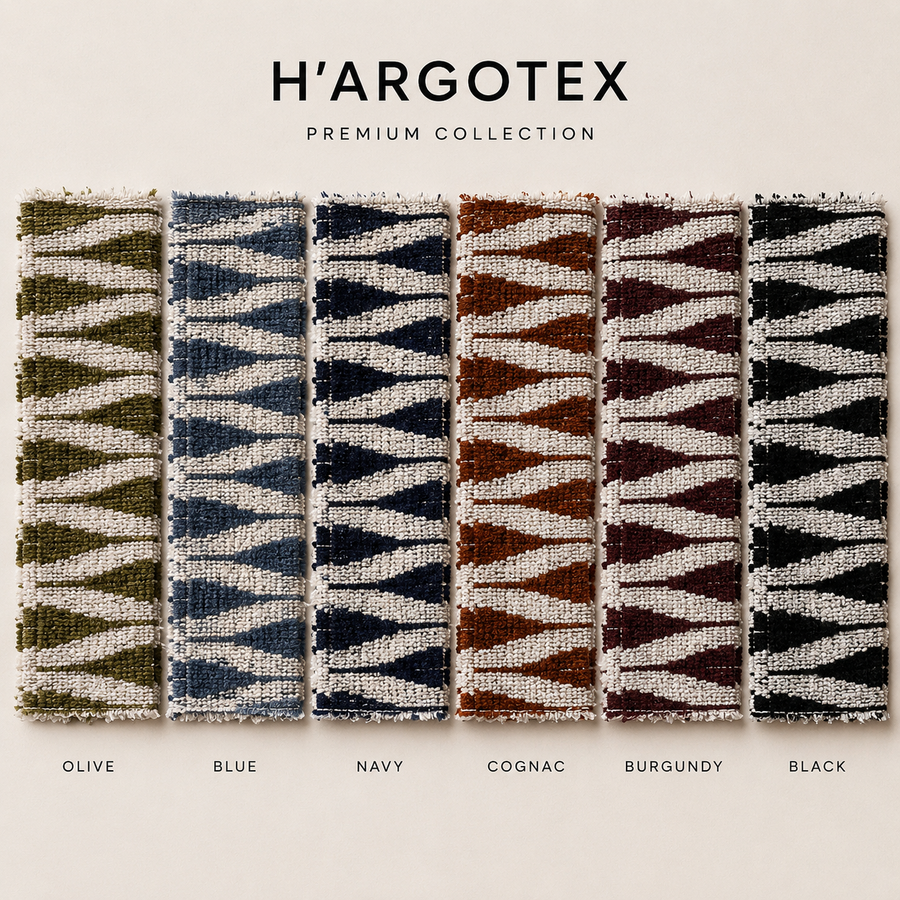 Riviera Eetbank Olive – Fargotex FIORE 02 stofstalen