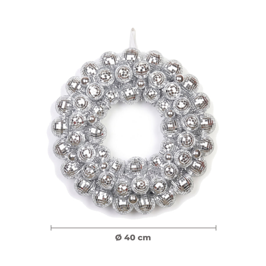 Kerstkrans discoballen zilver Ø 40 cm