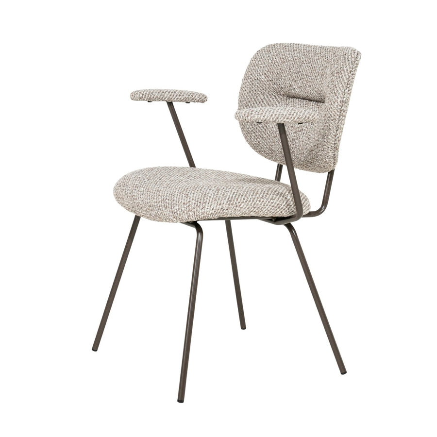 Stoel Tibbe met armleuning – stof & metaal taupe Sava