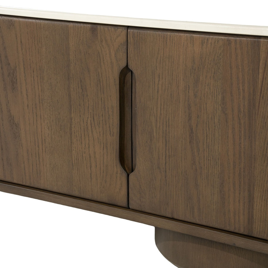 TV-meubel Leandro 180 cm 4 deuren – eikenfineer & keramiek