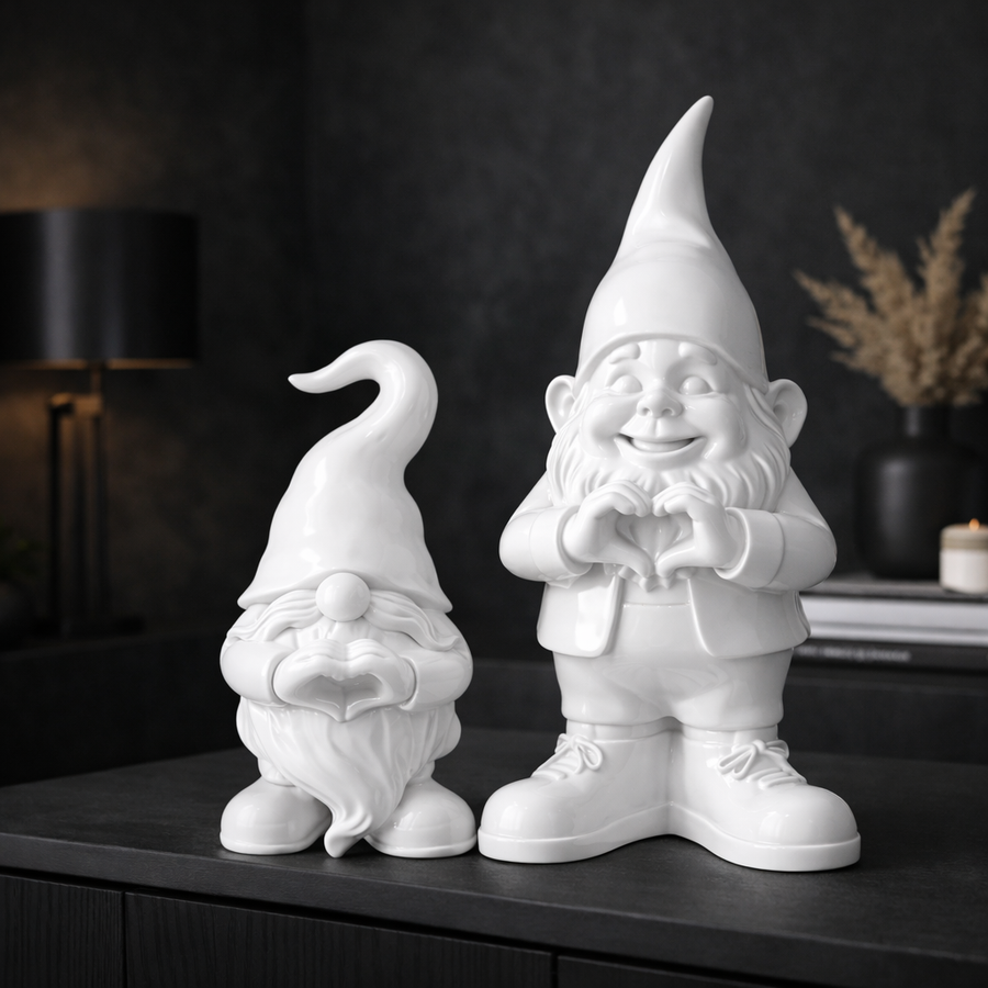 Witte Valentijns kabouter/gnoom met Hart
