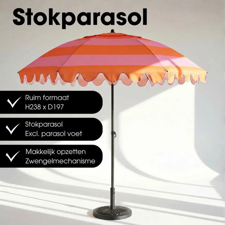 Kantelbare Parasol met Ruches Oranje 195 cm