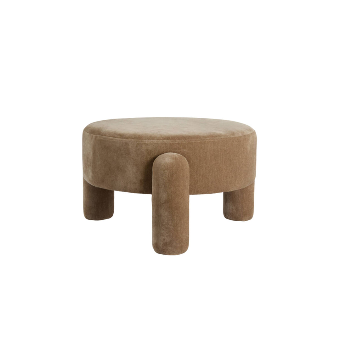 Grote poef velvet taupe op pootjes Ozimi Light & Living