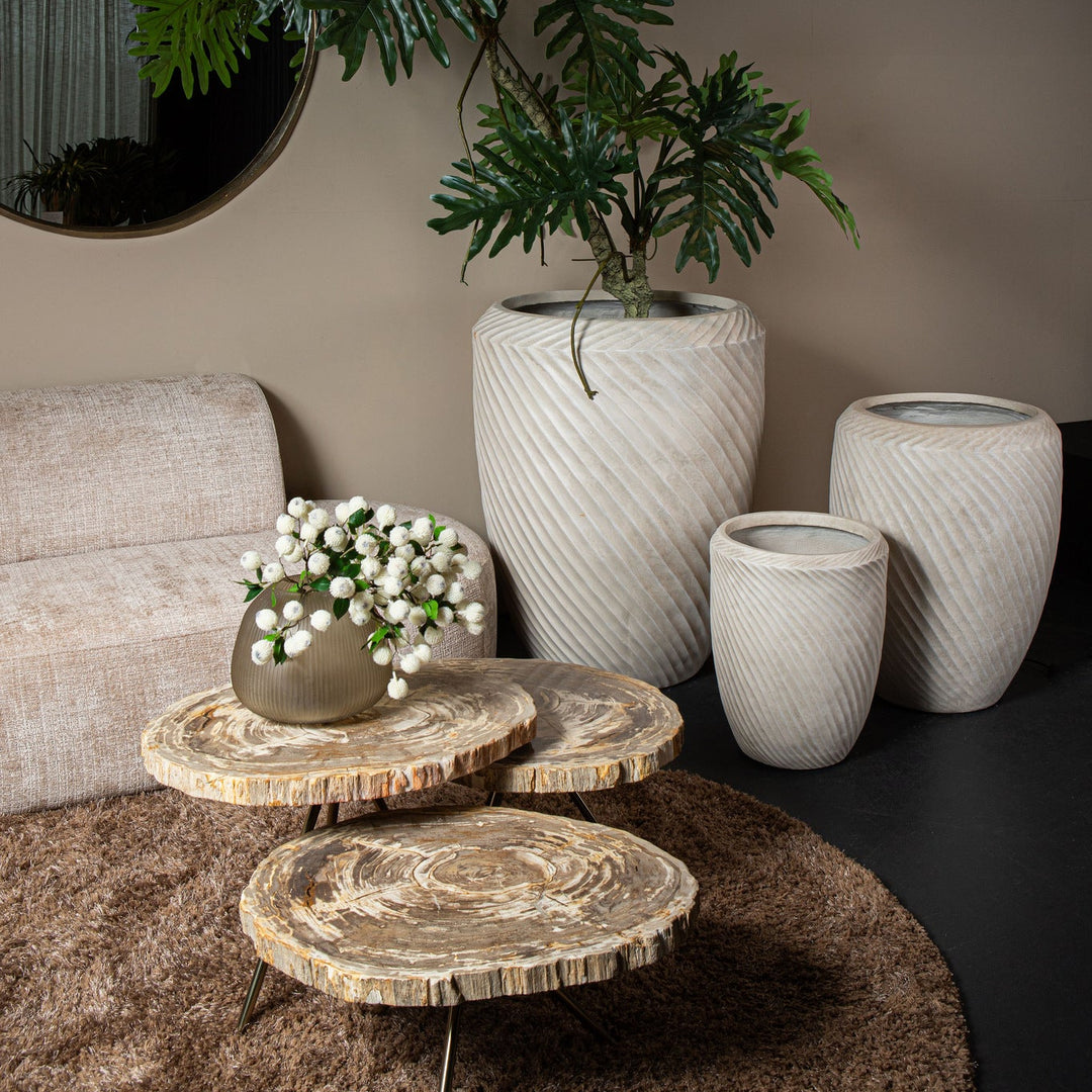 Beton Bloempot – Luxe Design Pot met Wave Structuur