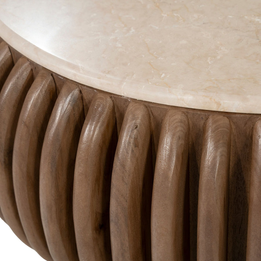 Salontafel Memphis – mangohout & Botochino marmer