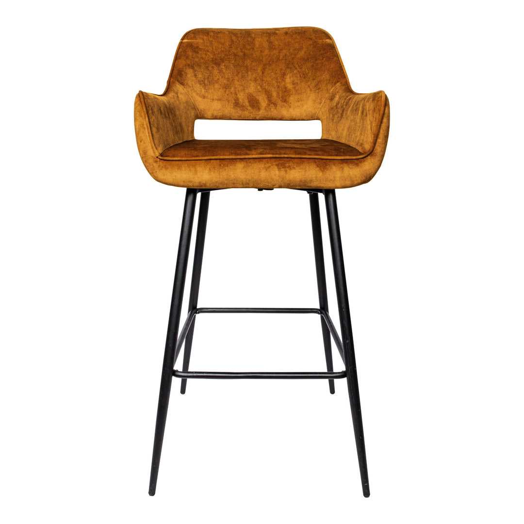 Fallon Velvet Rust Bar Stool Black Metal Leg KD (set of 2)