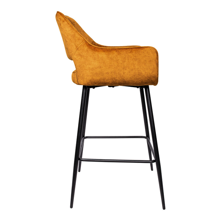 Fallon Velvet Rust Bar Stool Black Metal Leg KD (set of 2)