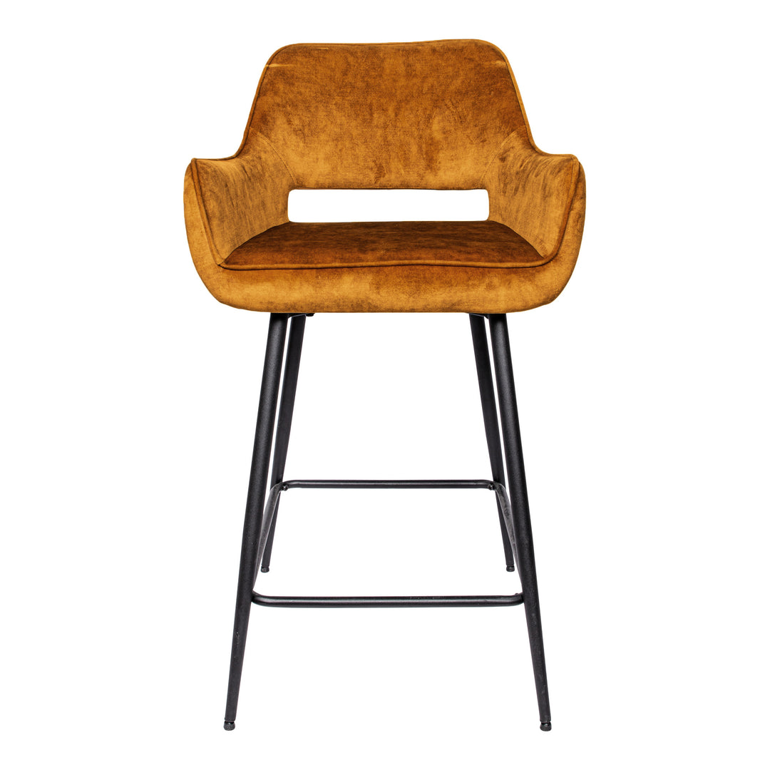 Fal LOW Velvet Rust Bar Stool Black Metal Leg (set of 2)