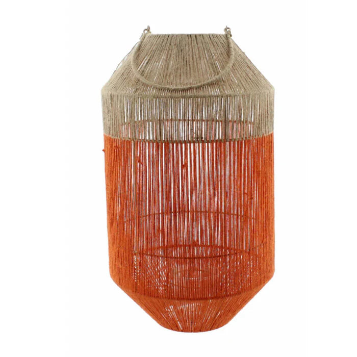 Rotan Windlicht – Fuchsia/Naturel & Oranje Tuin Lantaarns