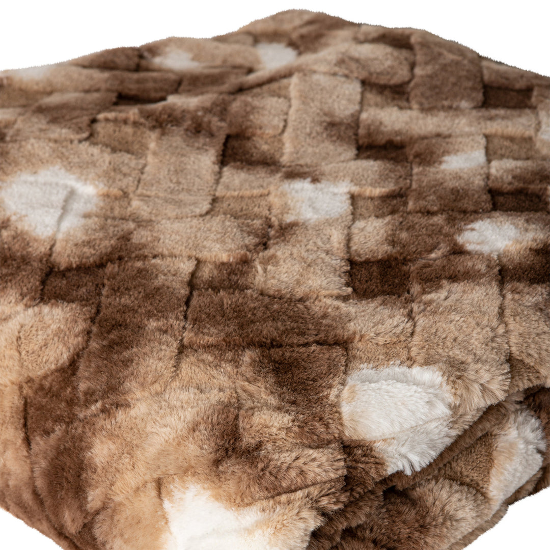 Geraldine Brown Artificial Fur Plaid Rectangle L