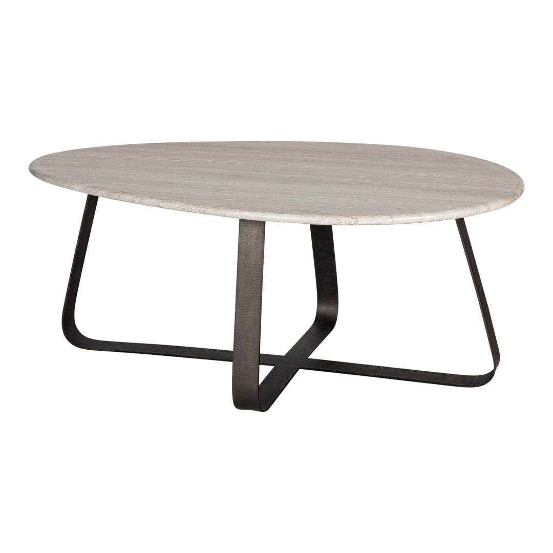 PTMD Muka salontafel wit marmer met donkergrijs onderstel