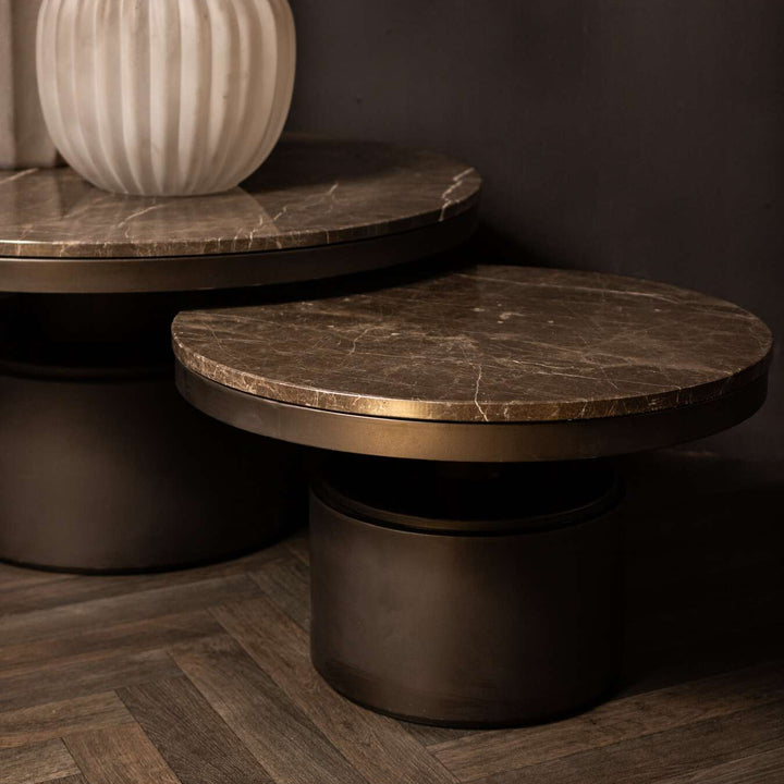Ronde Salontafel Bruin Marmer – Hoog of Laag Model | PTMD