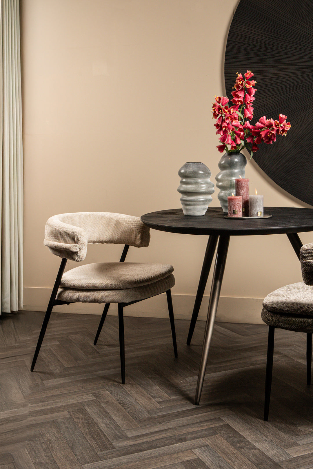 Fieron Black Wooden Dining Table Organic Round