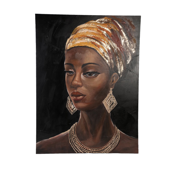 Canvas wandpaneel Jeorgia zwart vrouw goud glanzend