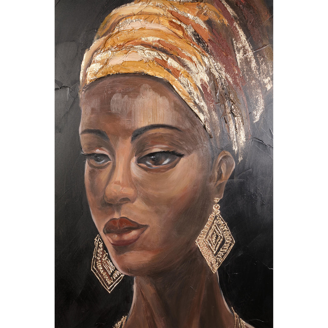 Canvas wandpaneel Jeorgia zwart vrouw goud glanzend