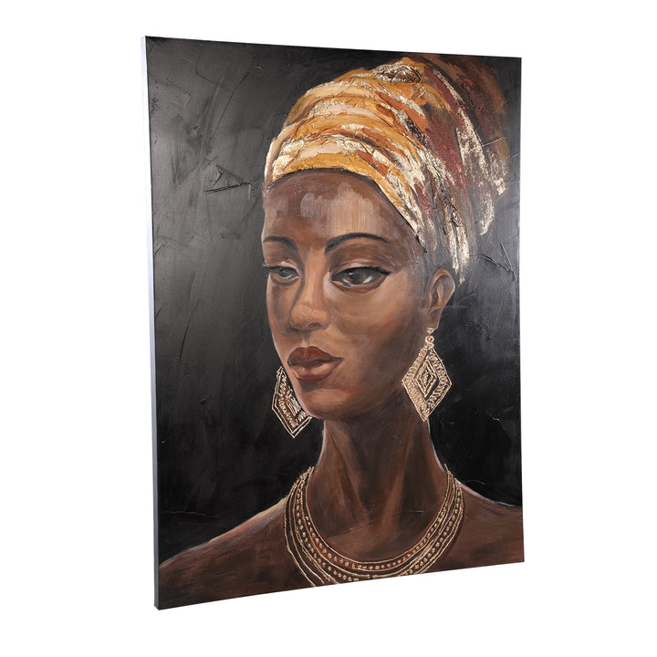 Canvas wandpaneel Jeorgia zwart vrouw goud glanzend