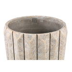 Imani Taupe Cement Pot Round With Lines Big L PTMD