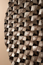 Rond wandpaneel hout 3D kubussen – PTMD Zoaya Bronze
