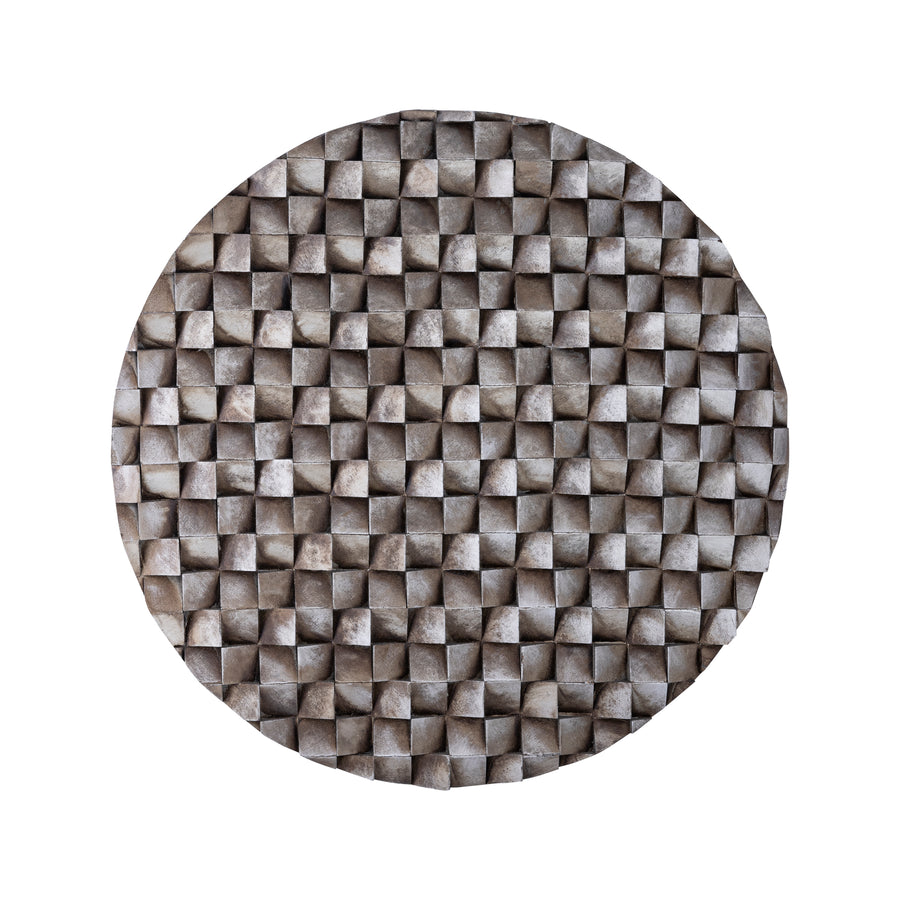 Rond wandpaneel hout 3D kubussen – PTMD Zoaya Bronze