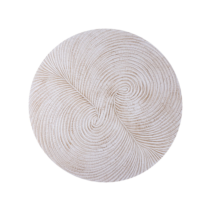 Rond wandpaneel hout swirl wit Ø90 cm – PTMD Wiktor S