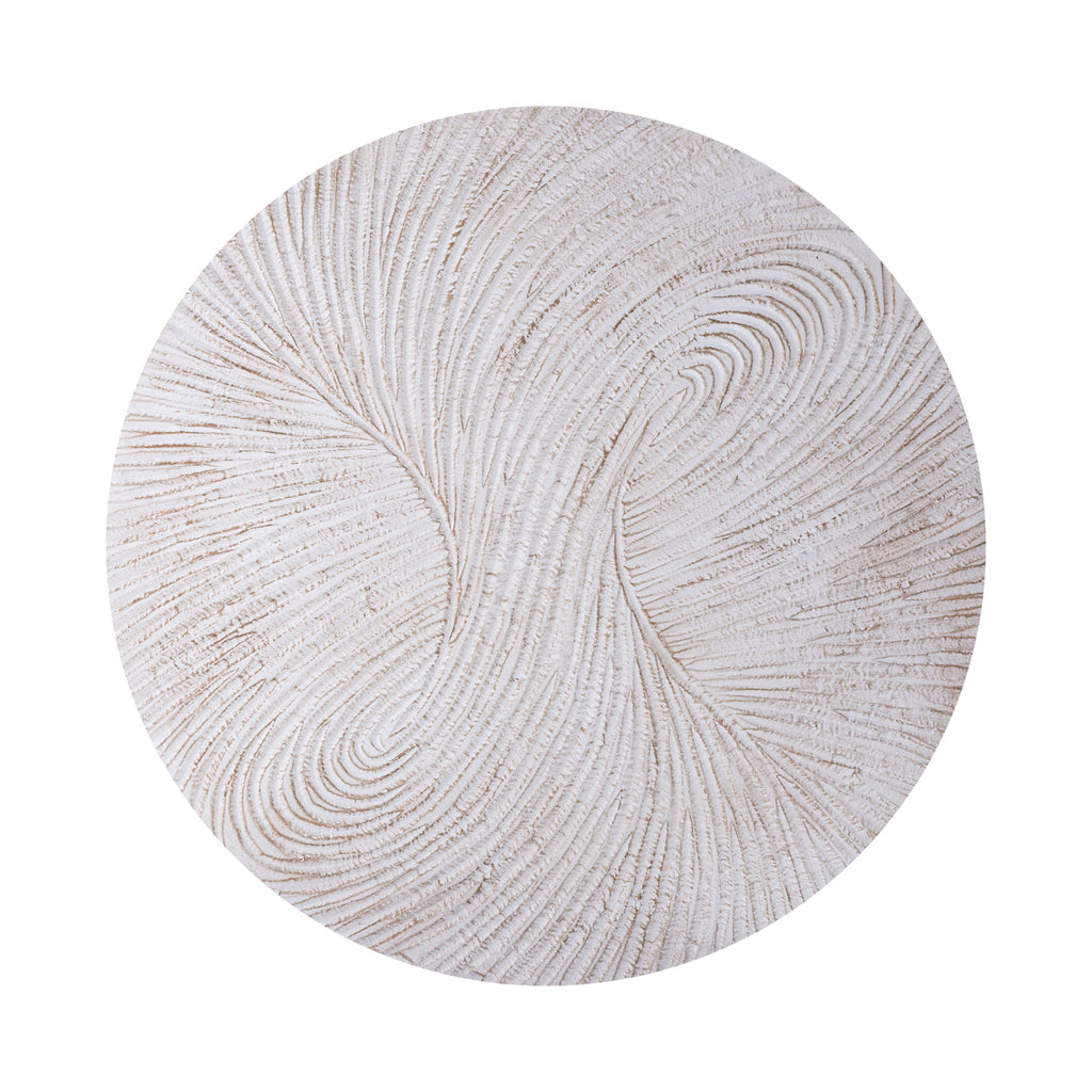 Rond wandpaneel hout swirl wit Ø120 cm – PTMD Wiktor M