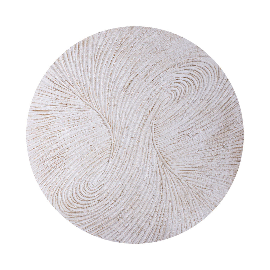 Rond wandpaneel hout swirl wit Ø120 cm – PTMD Wiktor M