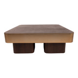PTMD Warren Salontafel Mangohout 90x90 cm – Donkerbruin met Goud
