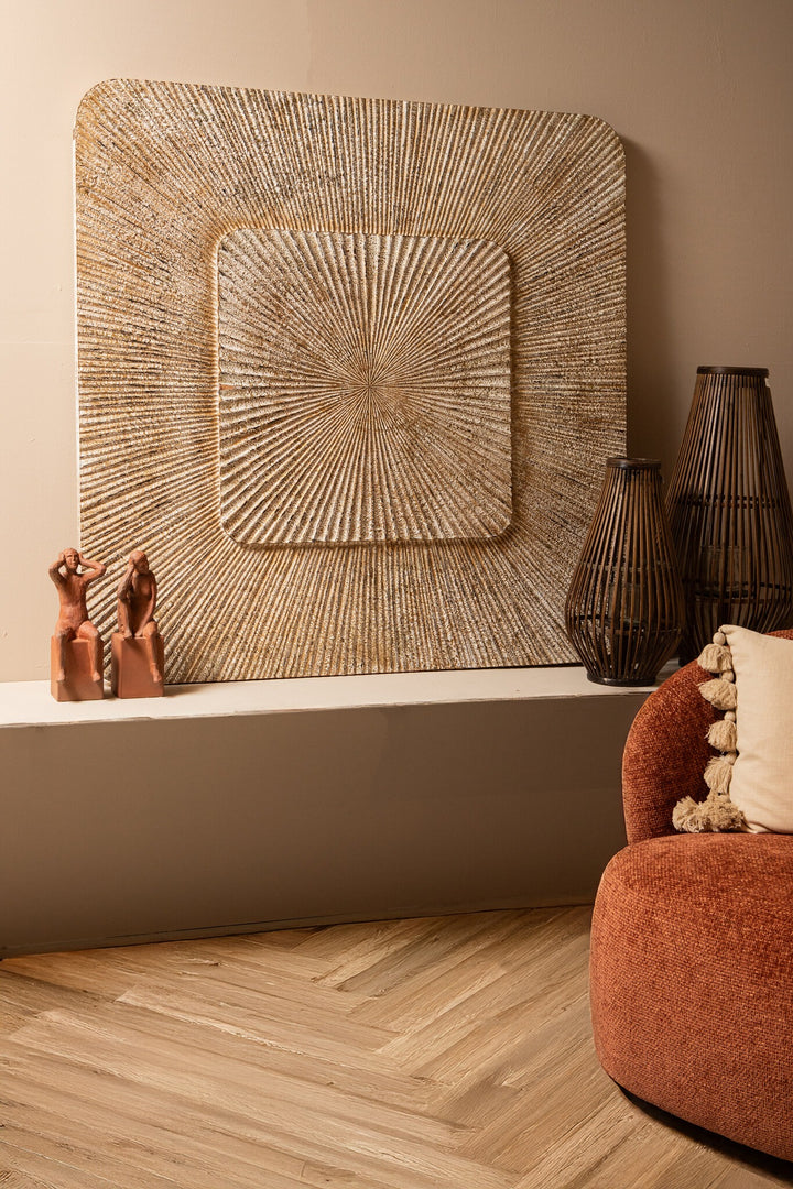 Dishita Cream Square Mdf  Wall Panel Ribbed Large