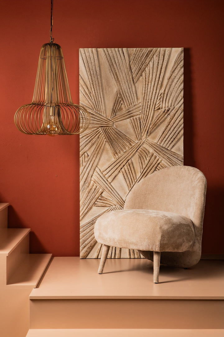 Rechthoekig wandpaneel Raihan cream MDF knotted look