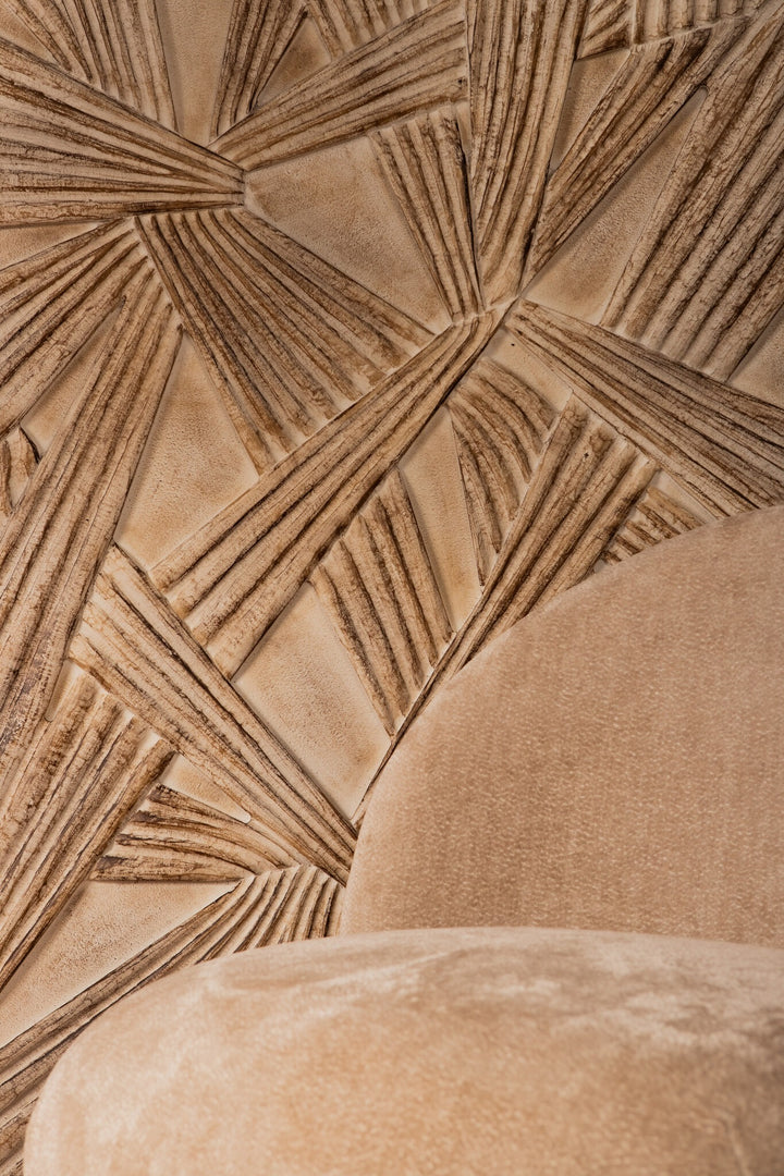 Rechthoekig wandpaneel Raihan cream MDF knotted look