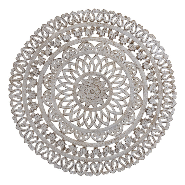 Rond wandpaneel Farris L cream MDF carved