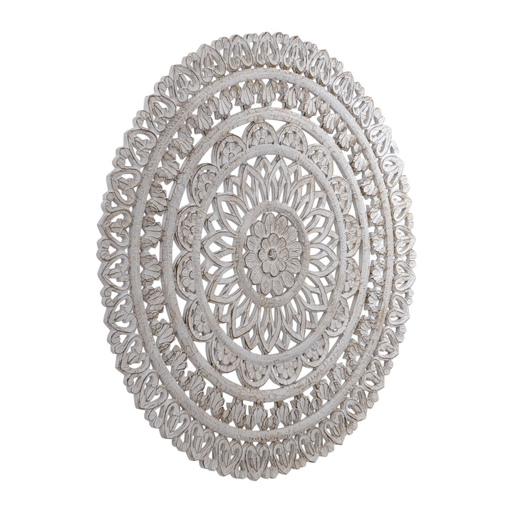 Rond wandpaneel Farris L cream MDF carved