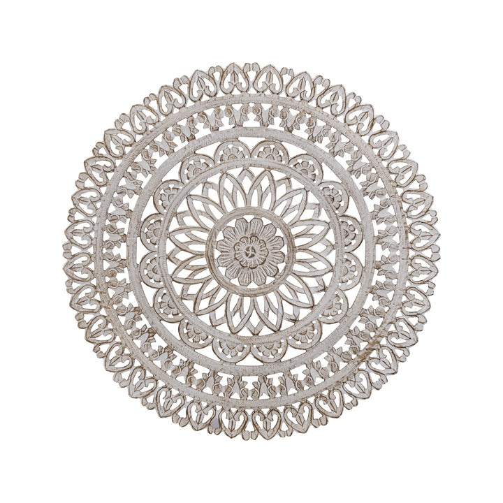 Farris Cream Round Mdf Wall Panel Carved S