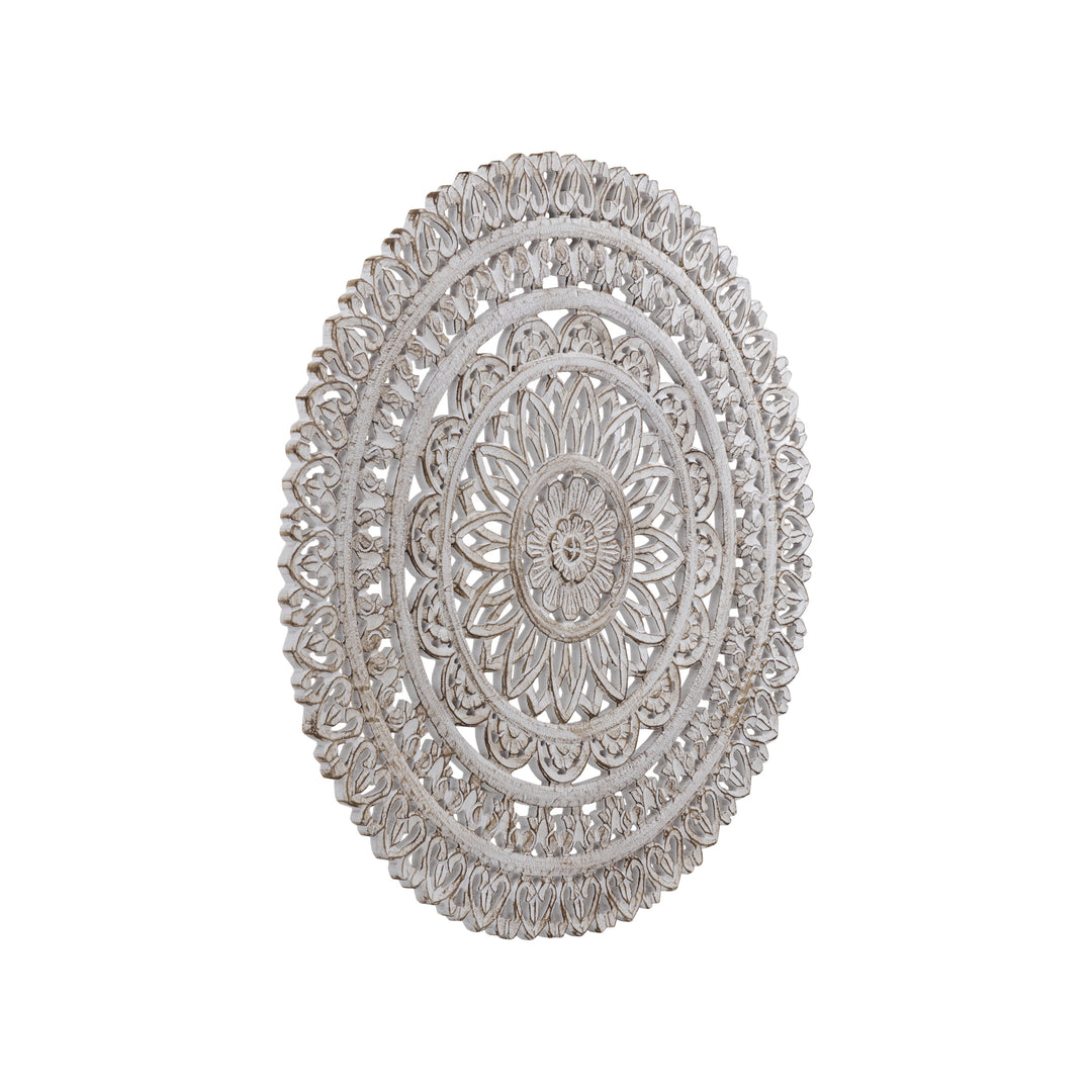 Farris Cream Round Mdf Wall Panel Carved S