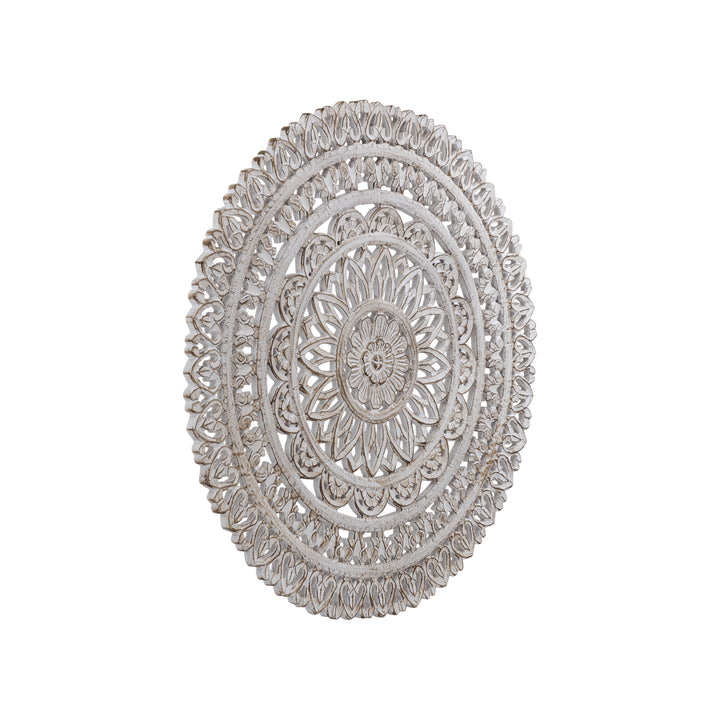 Farris Cream Round Mdf Wall Panel Carved S