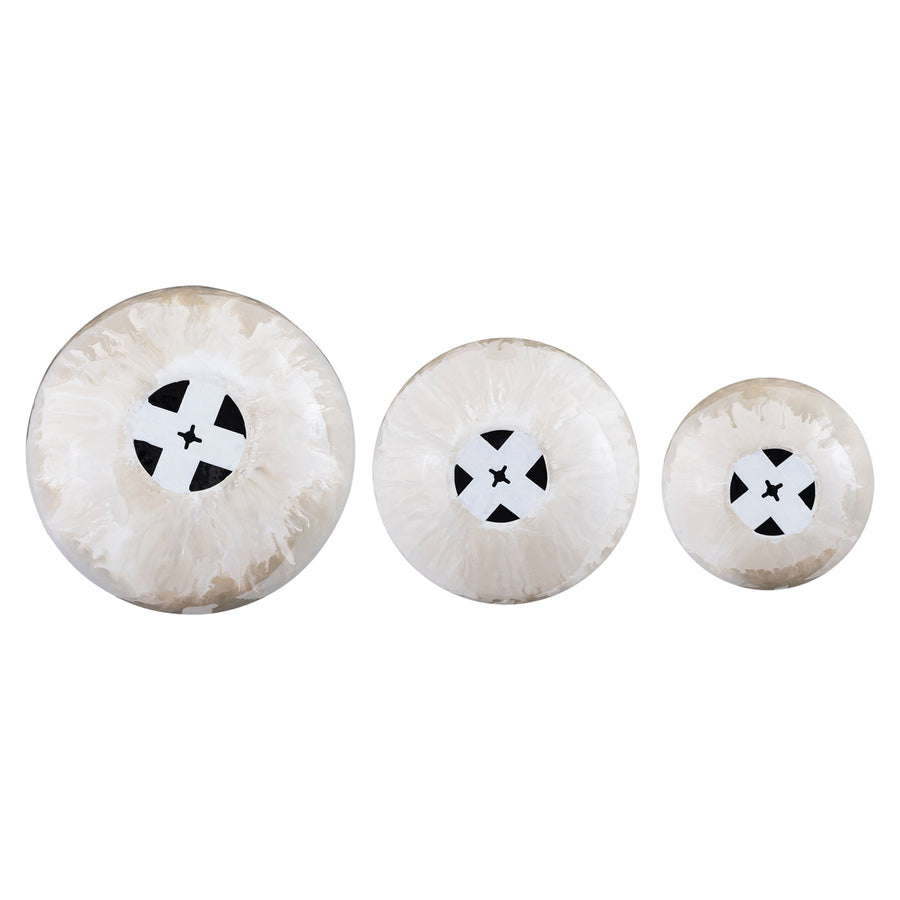 Sufyan Cream Enamel Round Iron Wall Ball Set van 3 PTMD