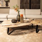 PTMD Deeba Koffietafel Versteend Hout – 95 × 85 cm | Organisch
