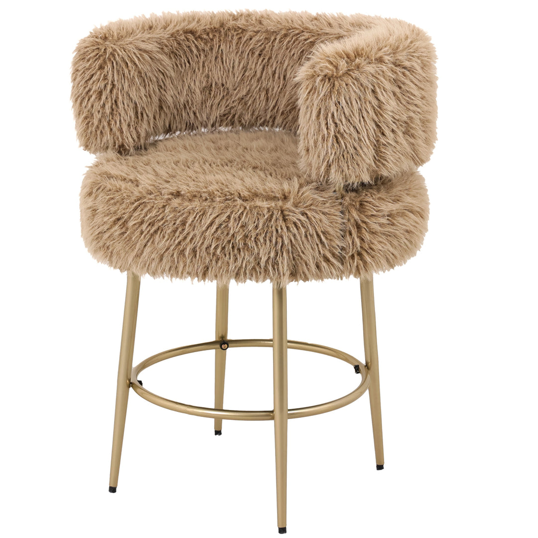 Hair Brown Bar Chair Brown Metal Base