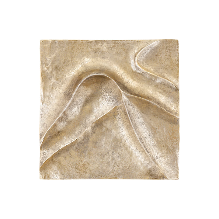 Vierkant wandpaneel Gihan M goud aluminium wave lines