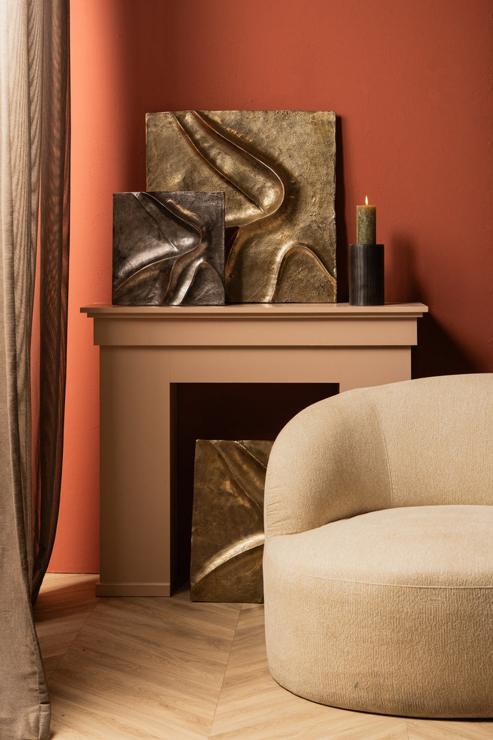 Vierkant wandpaneel Gihan M goud aluminium wave lines