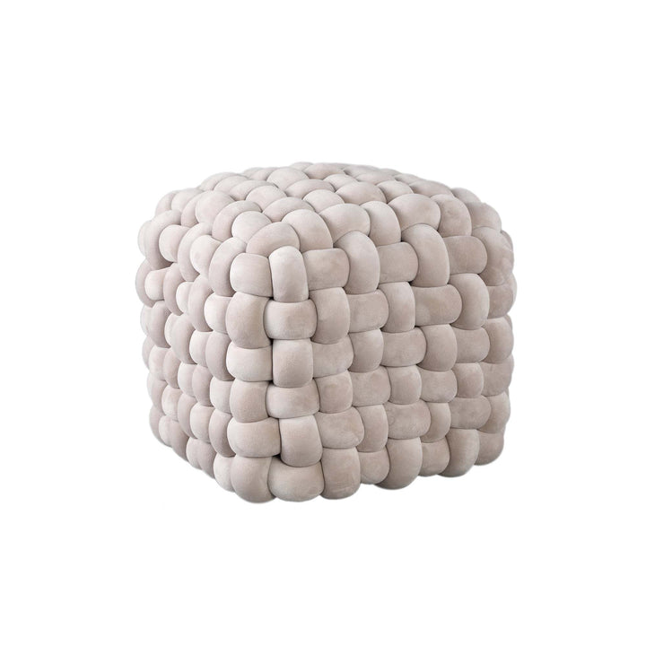 Roa Beige polyester handgeweven poef S