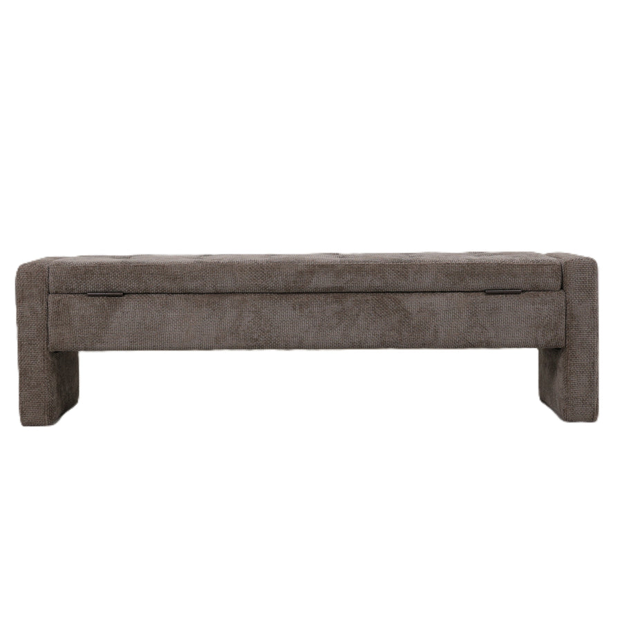 Sidney Opbergbank 160 cm – Bank met Opbergruimte (Cream & Stone)