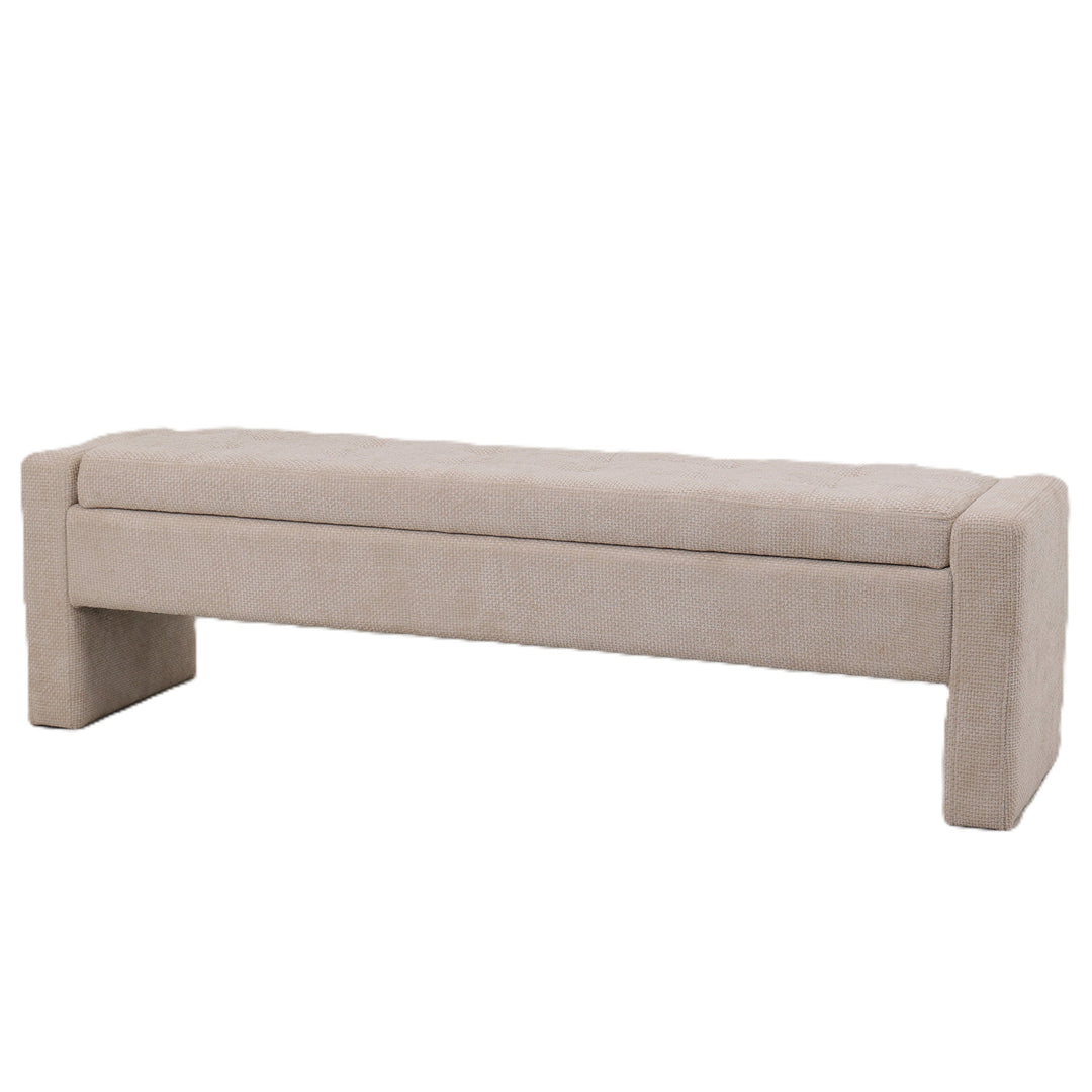 Sidney Opbergbank 160 cm – Bank met Opbergruimte (Cream & Stone)