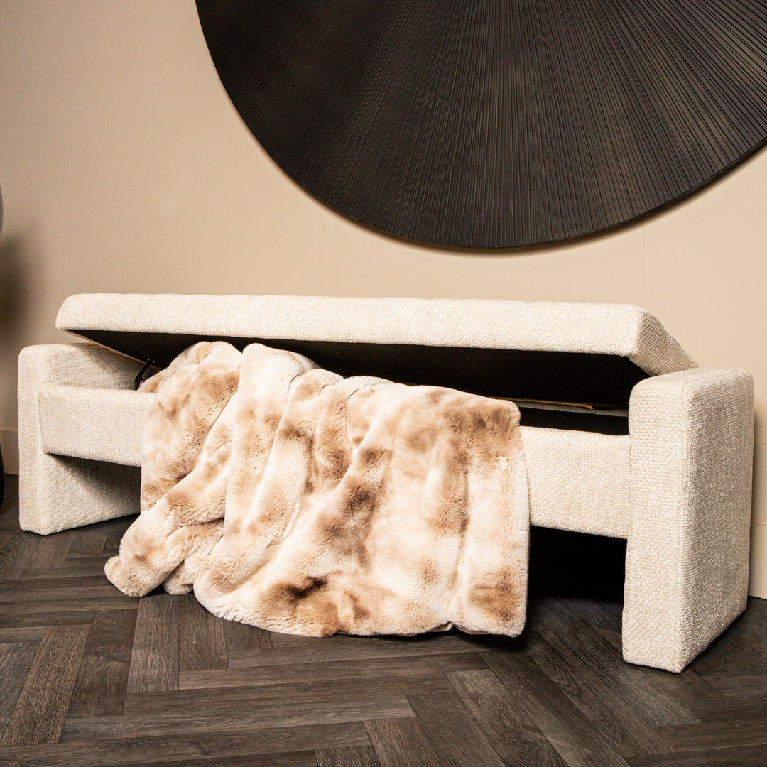 Sidney Opbergbank 160 cm – Bank met Opbergruimte (Cream & Stone)