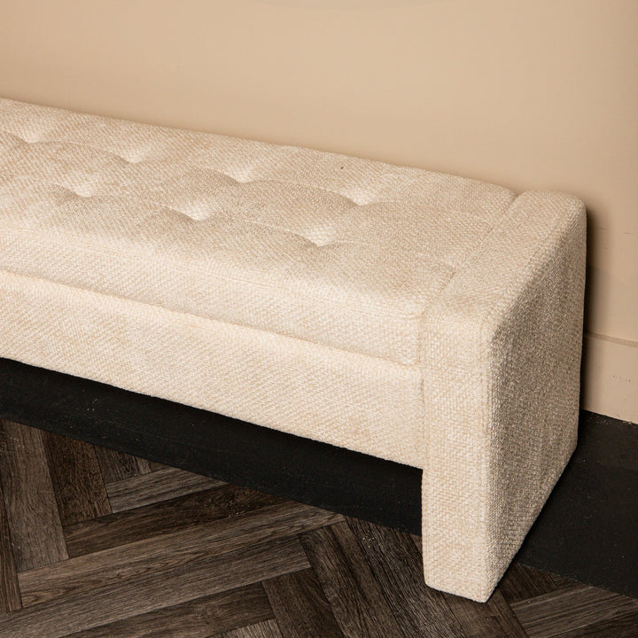 Sidney Opbergbank 160 cm – Bank met Opbergruimte (Cream & Stone)