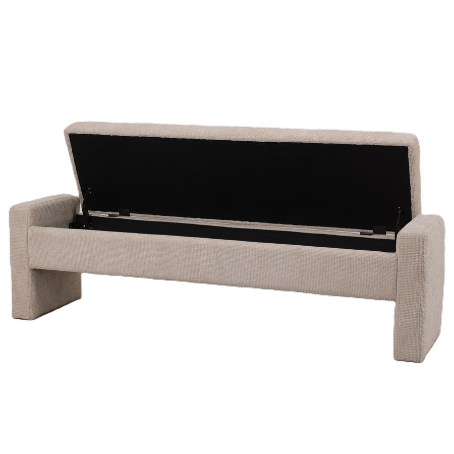 Sidney Opbergbank 160 cm – Bank met Opbergruimte (Cream & Stone)